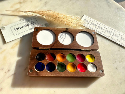 Walnut Palette With Natural Handmade Paints 