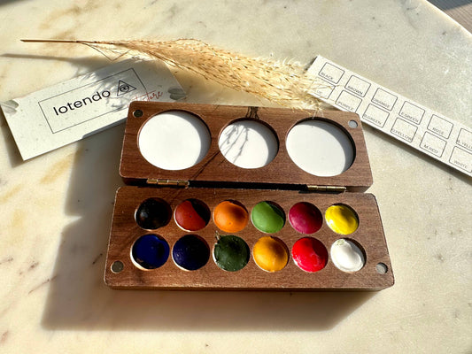 Walnut Palette With Natural Handmade Paints 