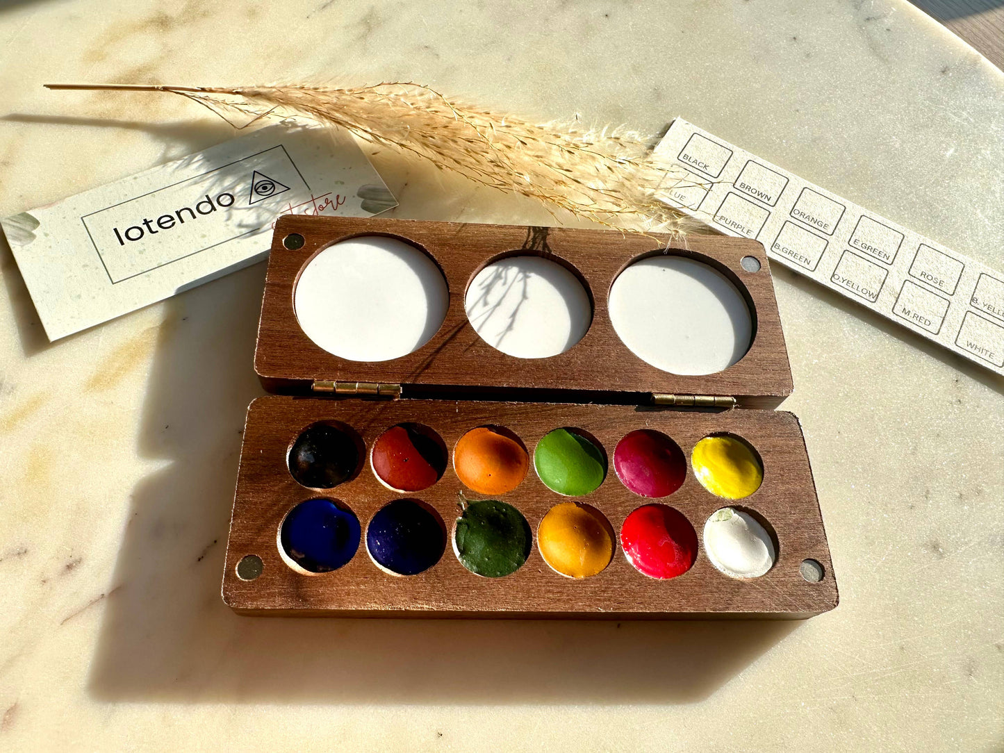 Walnut Palette With Natural Handmade Paints 