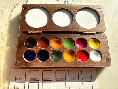 Walnut Palette With Natural Handmade Paints 