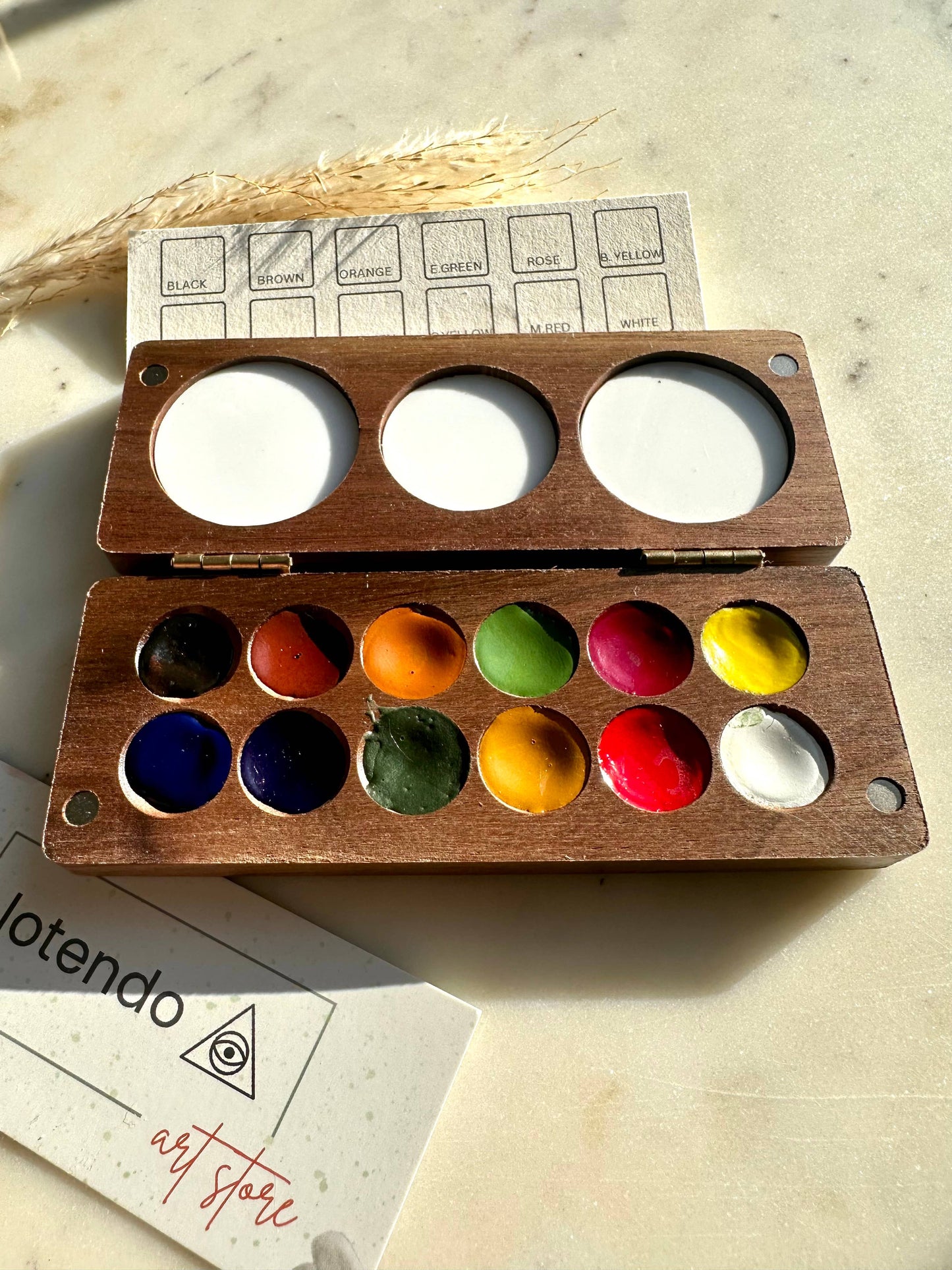Walnut Palette With Natural Handmade Paints 