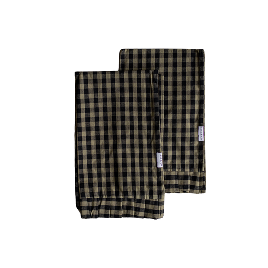 Ruffle Olive Green Gingham Kitchen Dish Towel