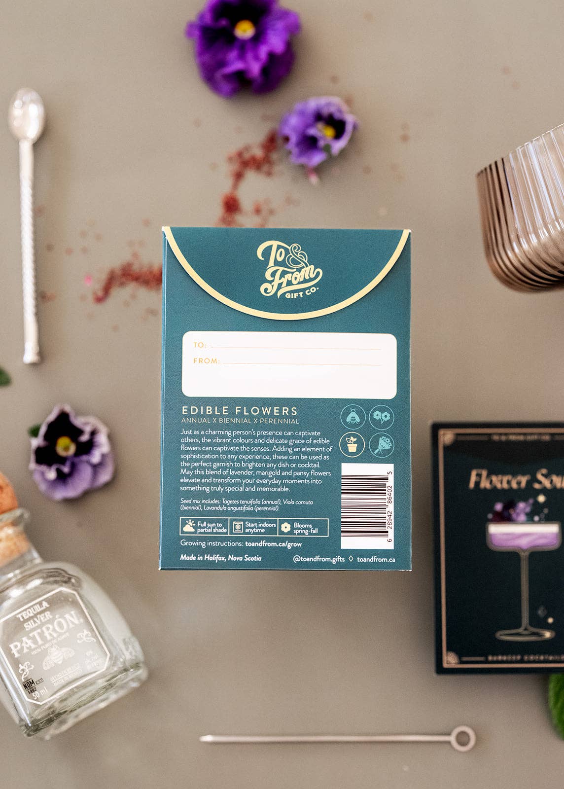 Edible Flowers - Seed Packet & Cocktail Recipe (Charm)